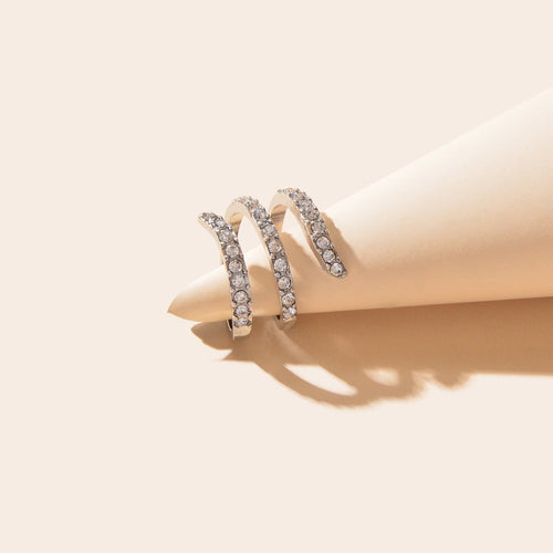 Textured Bridal Jewelry Full Rhinestone Twisted Engagement Finger Ring