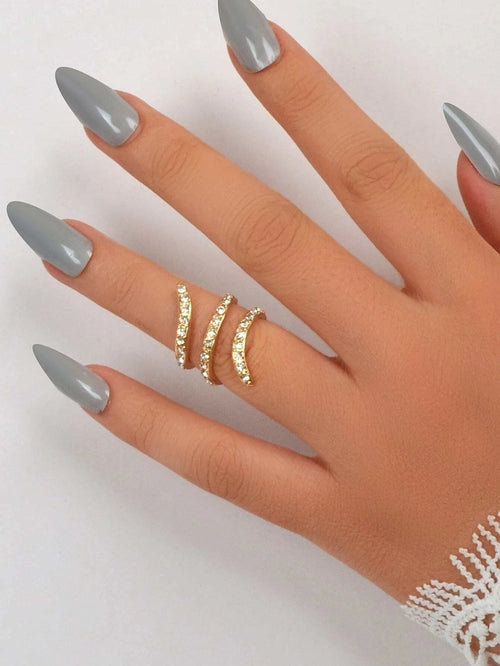 Textured Bridal Jewelry Full Rhinestone Twisted Engagement Finger Ring