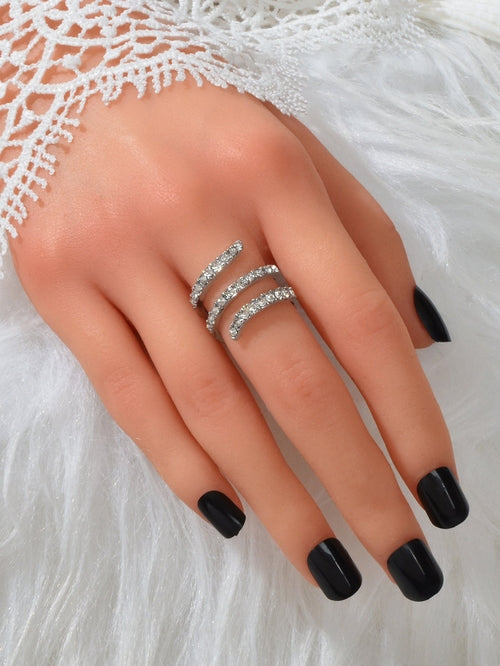 Textured Bridal Jewelry Full Rhinestone Twisted Engagement Finger Ring