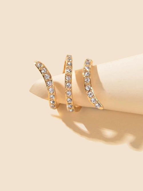 Textured Bridal Jewelry Full Rhinestone Twisted Engagement Finger Ring