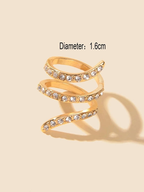 Textured Bridal Jewelry Full Rhinestone Twisted Engagement Finger Ring